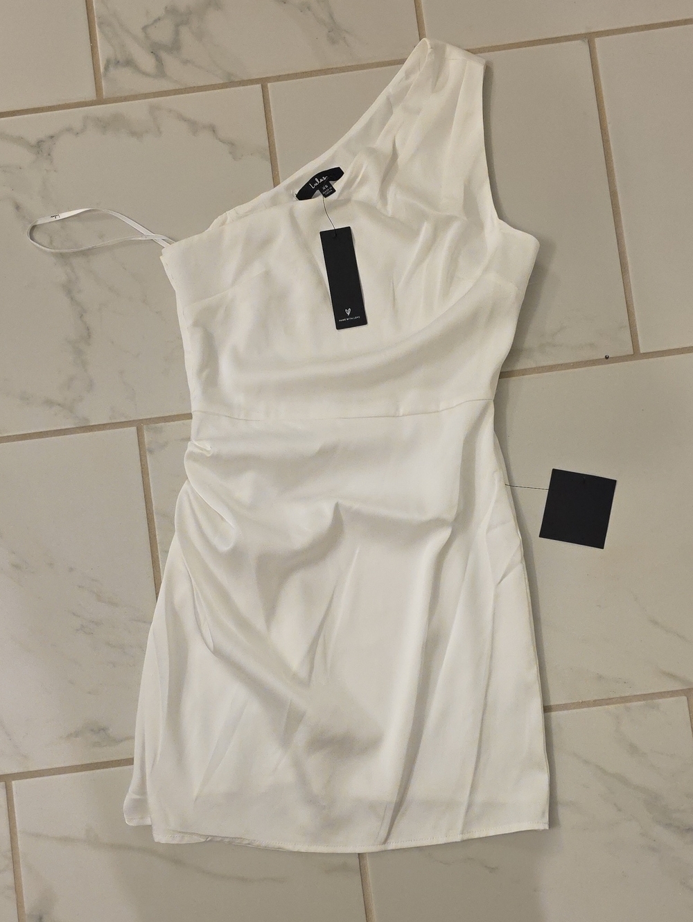 Lulu's One-Shoulder White Mini Dress